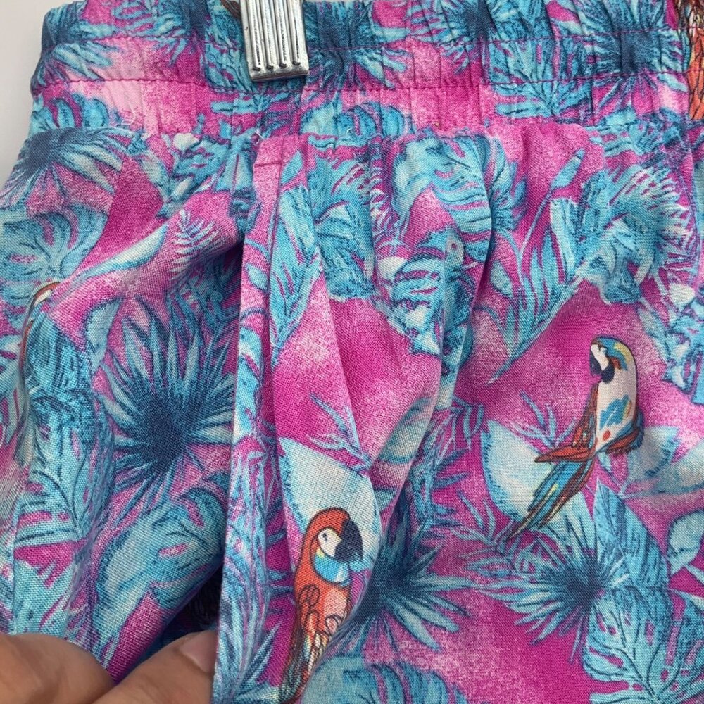 Margaritaville Large Pink Tropical Parrot Print Wide Leg Pull On Pants Palazzo - Picture 6 of 15